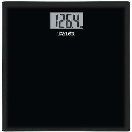 TAYLOR 75584192B Bathroom Scale, 400 lb Capacity, LCD Display, Black, 1363 in OAW, 1363 in OAD 755841932B